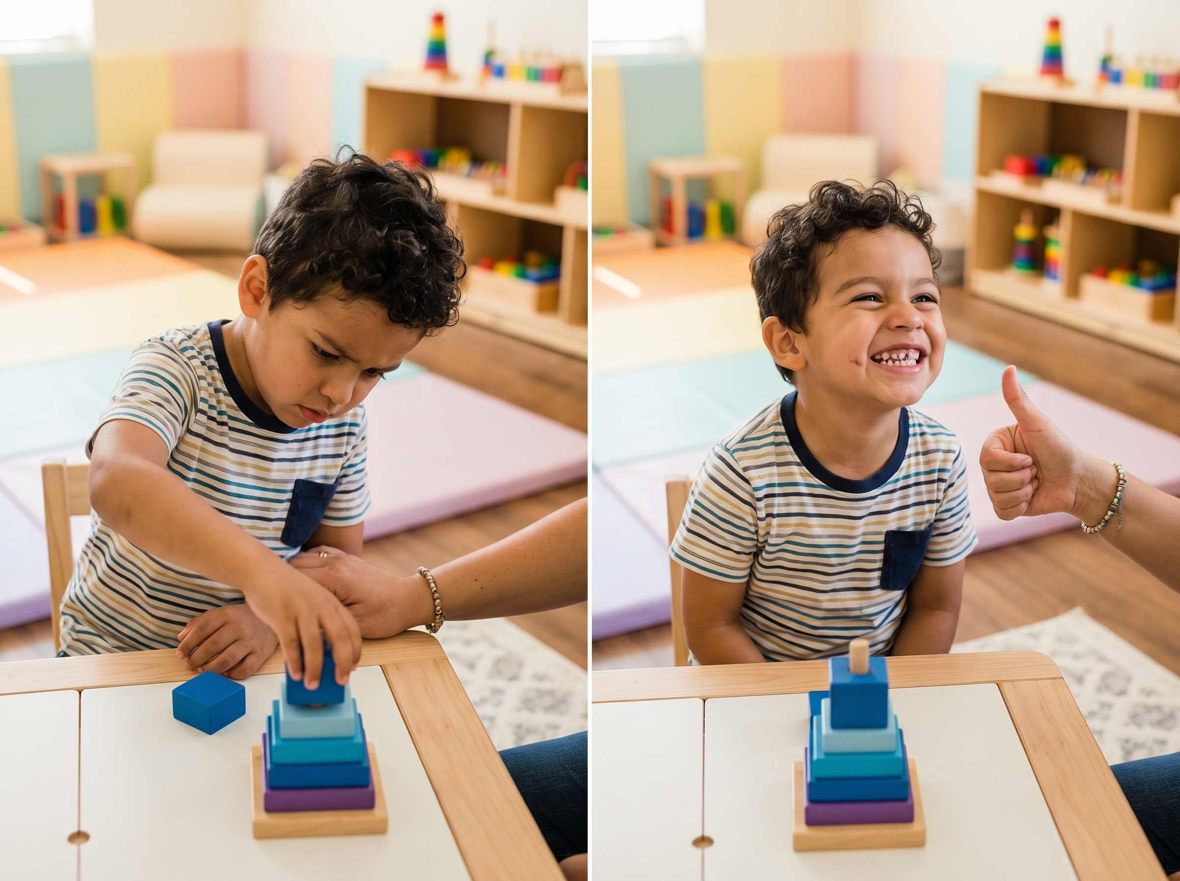 Child celebrating progress in therapy